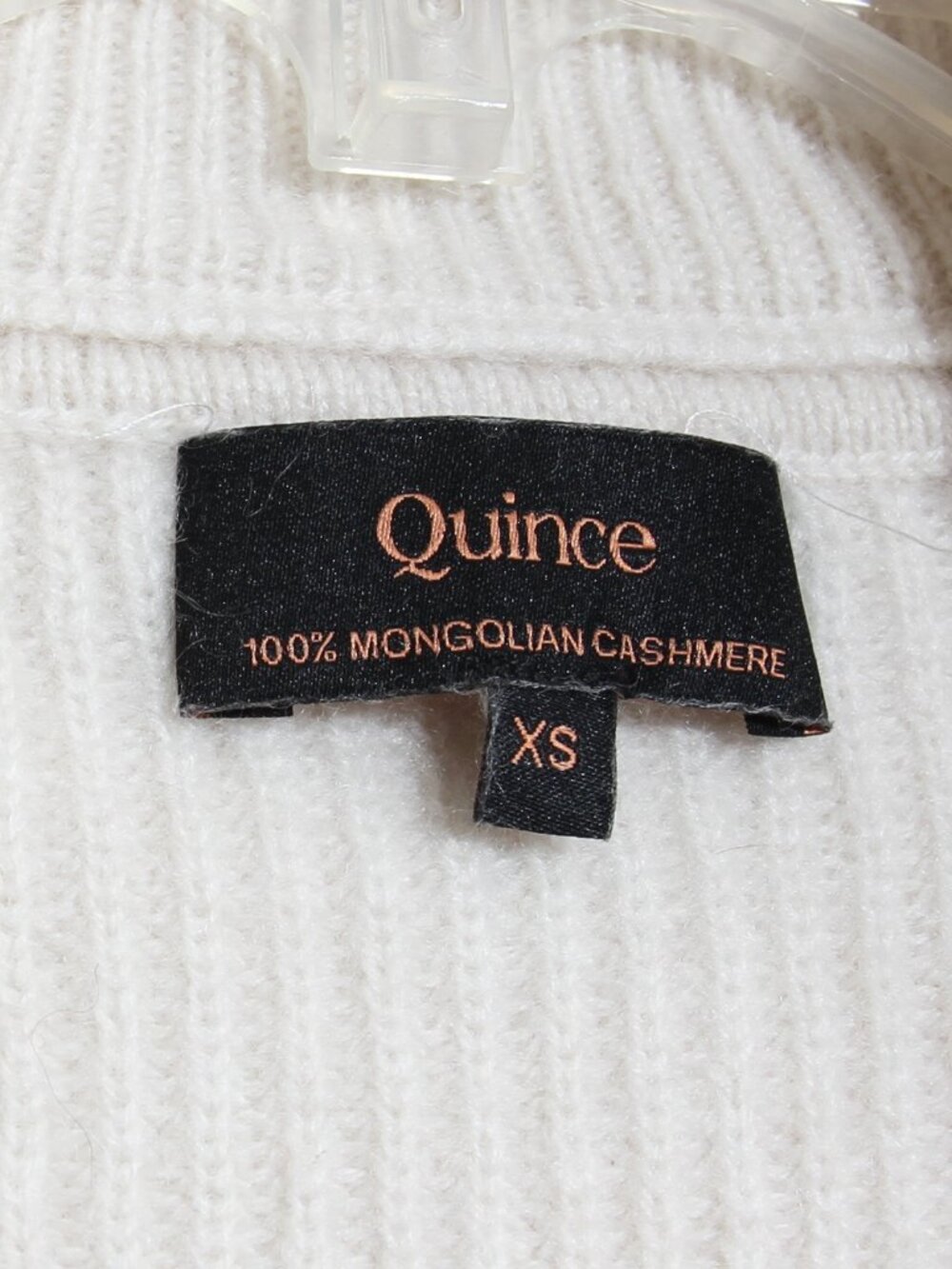 Quince 100% Mongolian Cashmere Fisherman Quarter Zip Sweater Ivory Size XS - Picture 14 of 16